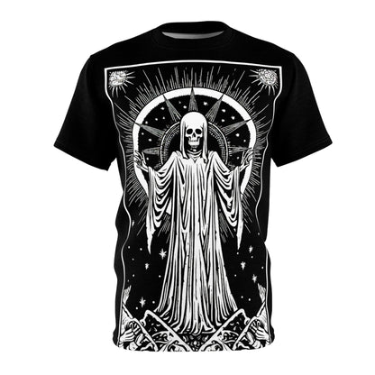 All Over Prints - Death Tarot Large Print Shirt - Soft Microfiber-Knit T-shirt - Punk Goth Tee from Crypto Zoo Tees