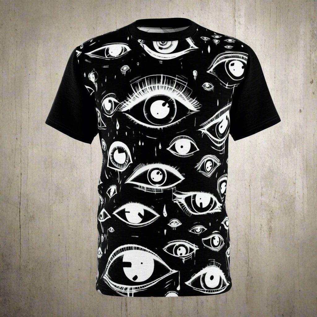 All Over Prints - EYES ALL OVER Shirt - Soft Microfiber-Knit T-shirt - Punk Goth Tee from Crypto Zoo Tees