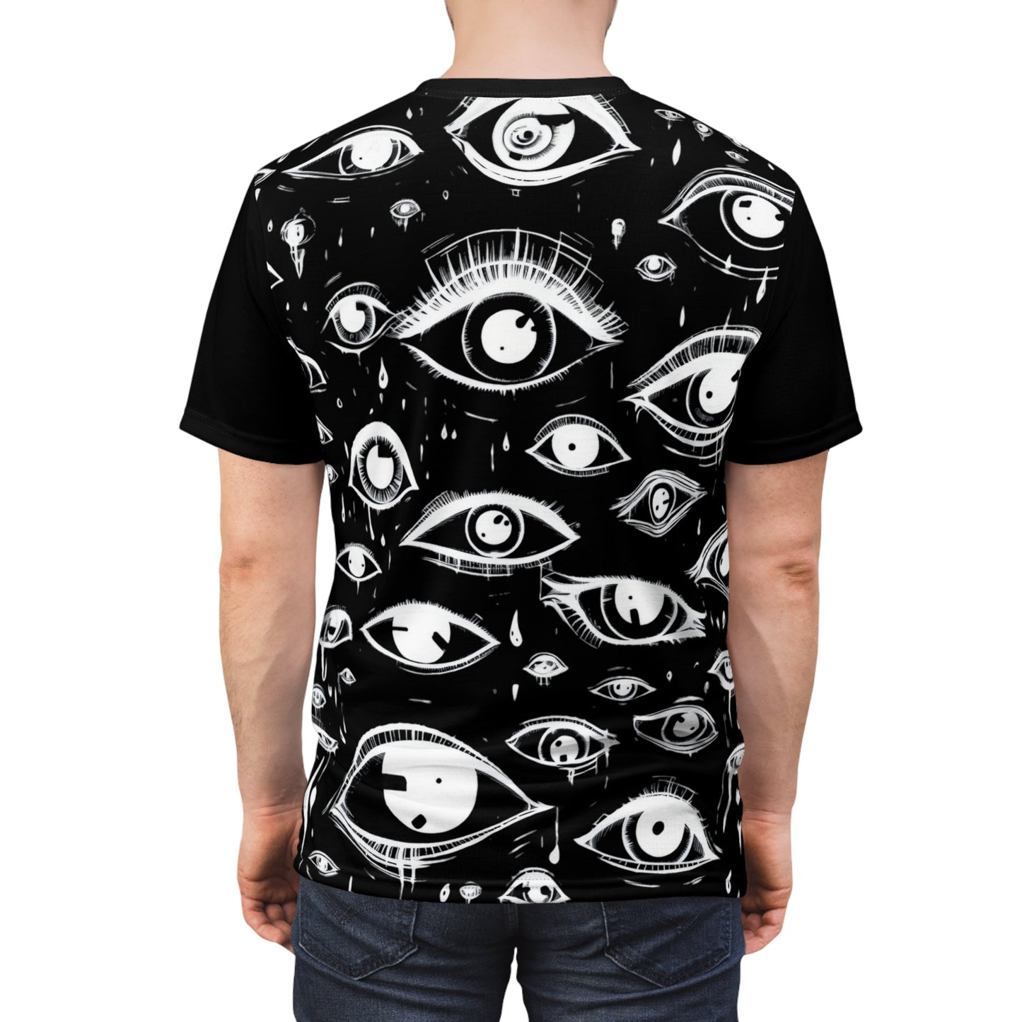 All Over Prints - EYES ALL OVER Shirt - Soft Microfiber-Knit T-shirt - Punk Goth Tee from Crypto Zoo Tees