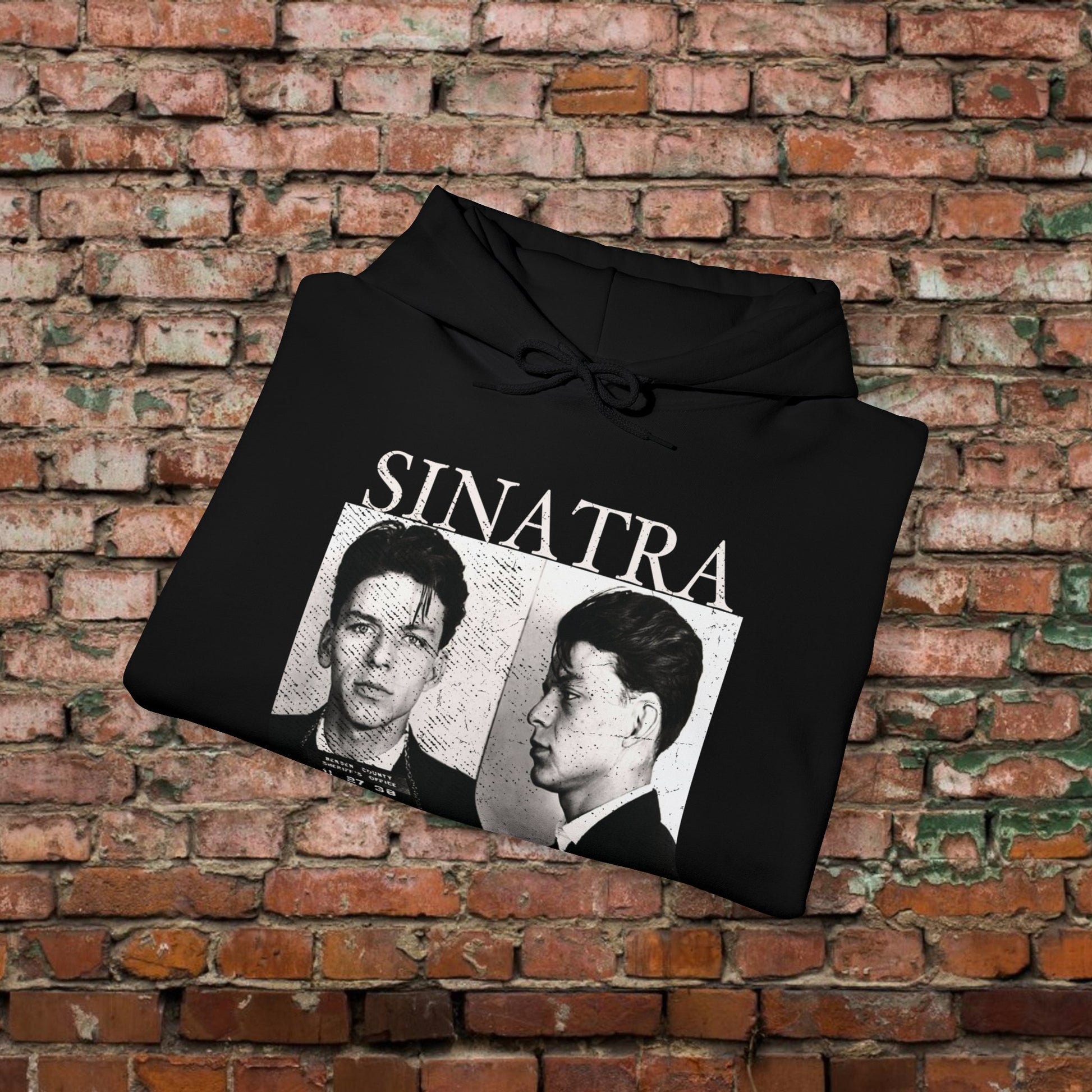 Hoodie - Frank Sinatra Mug Shot Pullover Hoodie | Old Blue Eyes | Retro Revival | Music Legends from Crypto Zoo Tees