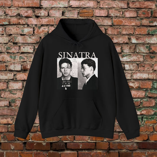 Hoodie - Frank Sinatra Mug Shot Pullover Hoodie | Old Blue Eyes | Retro Revival | Music Legends from Crypto Zoo Tees