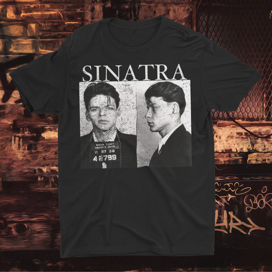 T-Shirt - Frank Sinatra Mugshot Soft Cotton T-Shirt - Punk Tee for Music Lovers from Crypto Zoo Tees
