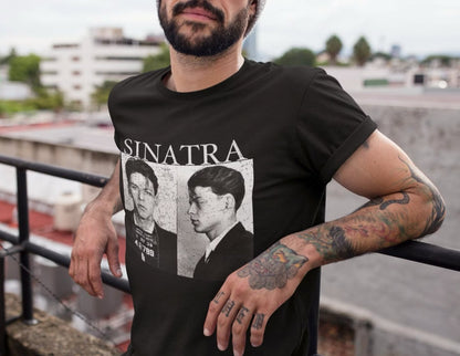 T-Shirt - Frank Sinatra Mugshot Soft Cotton T-Shirt - Punk Tee for Music Lovers from Crypto Zoo Tees