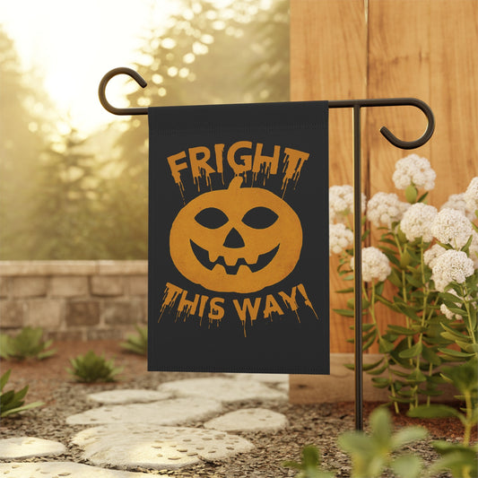 Home Decor - Fright This Way Halloween Garden Flag: 2 Sided Outdoor HALLOWEEN Decorations in Outdoor from Crypto Zoo Tees