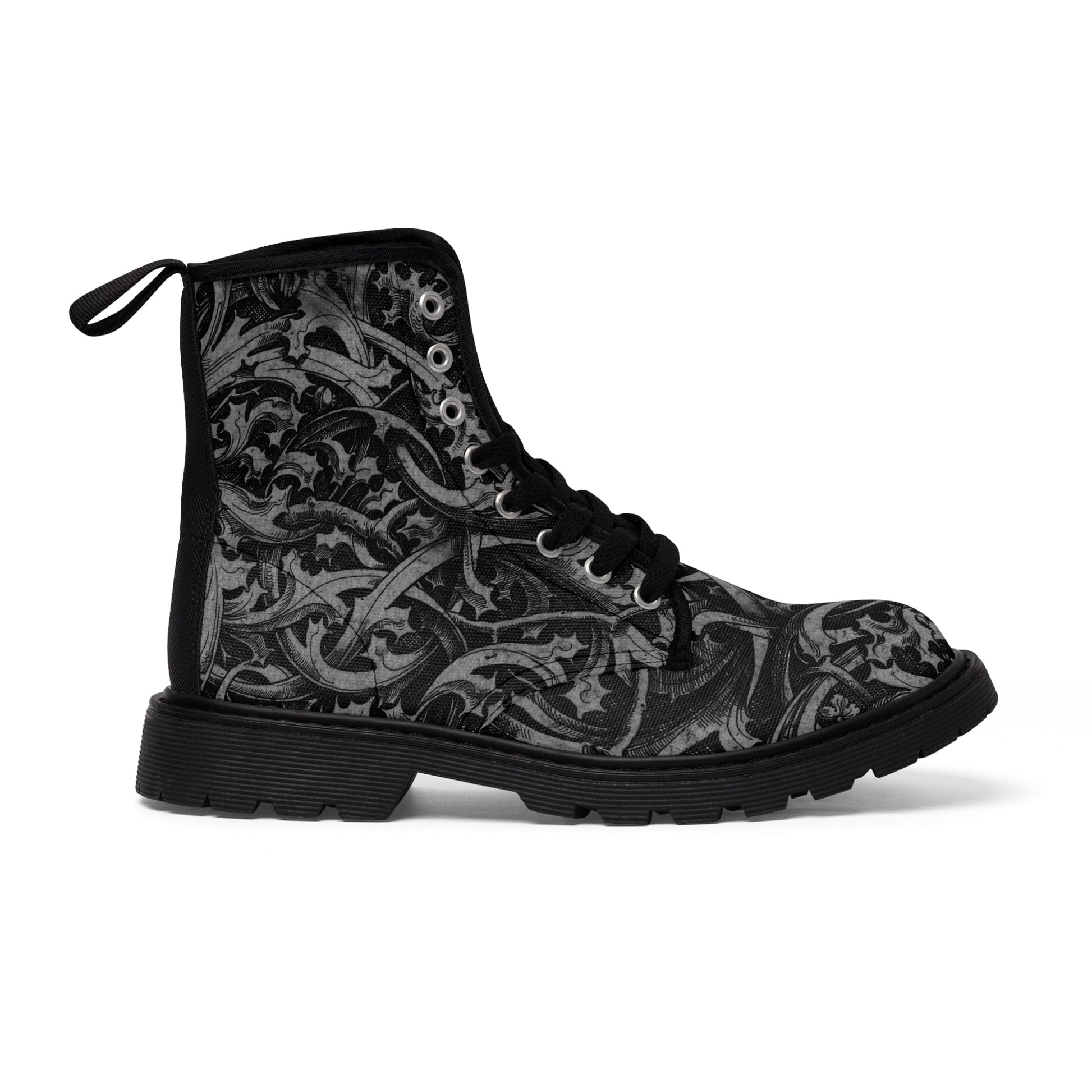 Shoes - Gothic Filigree Boots - Women's Canvas - Punk - BOOTS AND SHOES from Crypto Zoo Tees