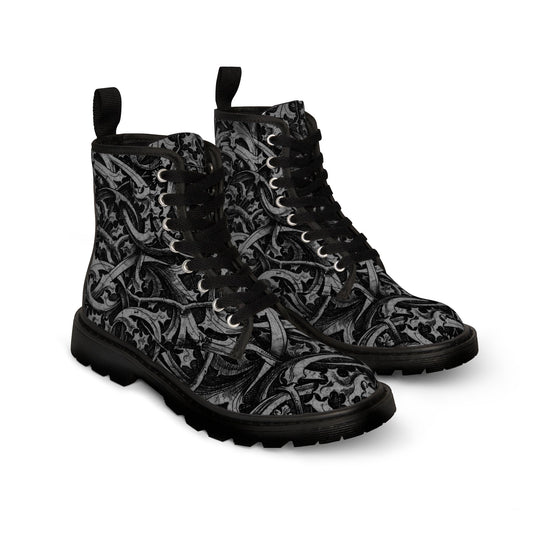Shoes - Gothic Filigree Boots - Women's Canvas - Punk - BOOTS AND SHOES from Crypto Zoo Tees