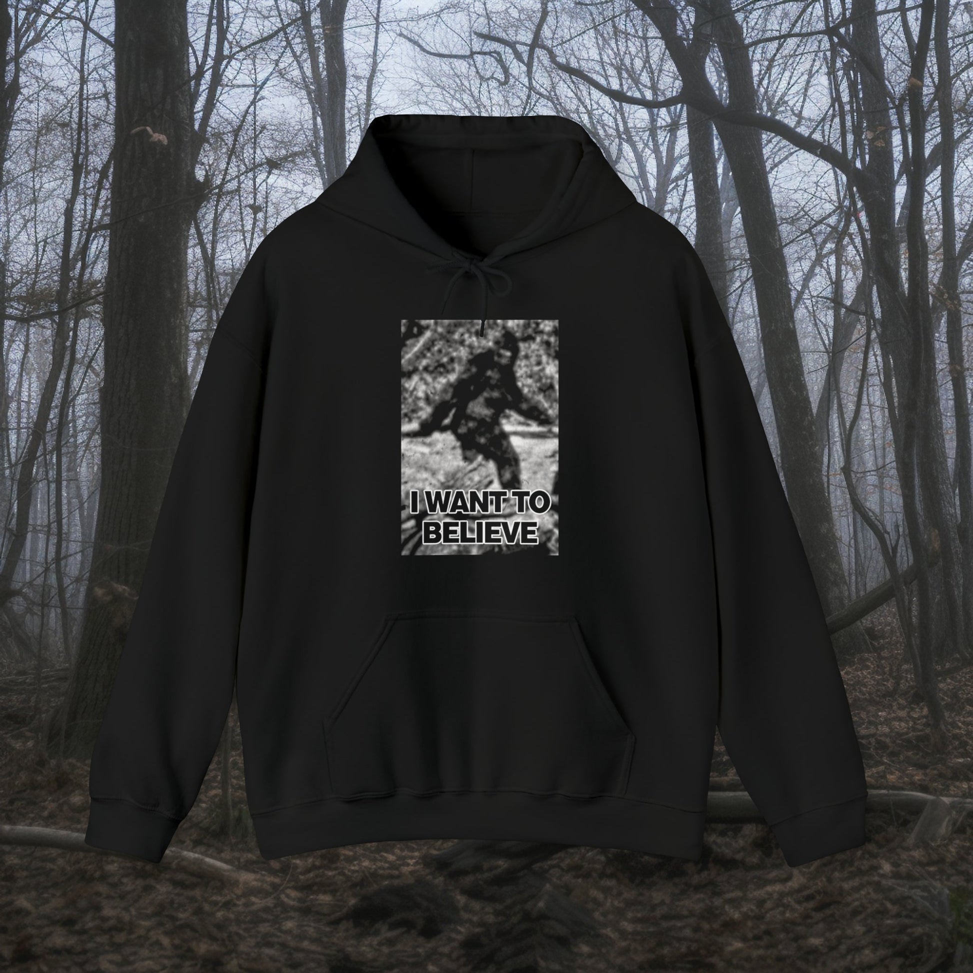 Hoodie - I Want to Believe Pullover Hoodie | Hooded Sweatshirt | Cryptid Wear from Crypto Zoo Tees