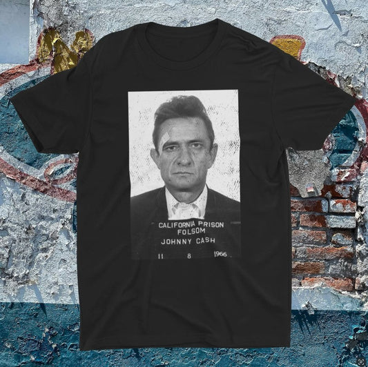 T-Shirt - Johnny Cash Folsom Prison Mugshot Shirt | Soft Cotton T-shirt | Punk Rockabilly Tee from Crypto Zoo Tees