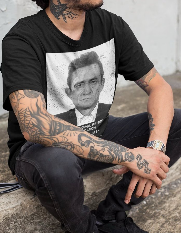 T-Shirt - Johnny Cash Folsom Prison Mugshot Shirt | Soft Cotton T-shirt | Punk Rockabilly Tee from Crypto Zoo Tees