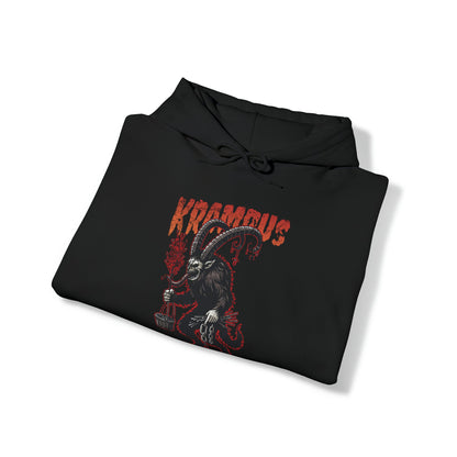 Hoodie - Krampus is Coming to Town Hoodie | Pullover Hooded Sweatshirt | Funny Christmas Apparel | Festive Horror Top | Mythical Beast Gear from Crypto Zoo Tees