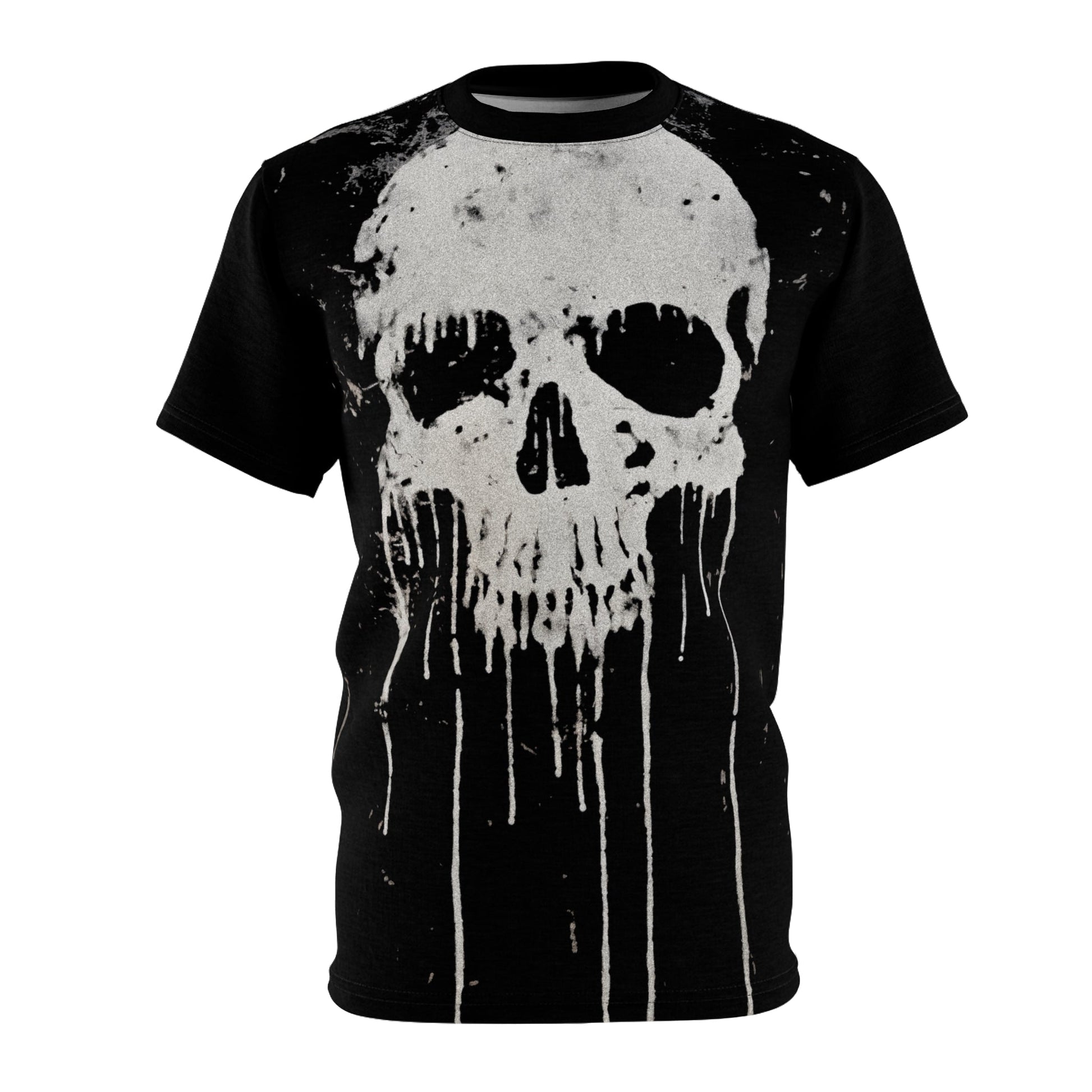 All Over Prints - LARGE DRIPPY SKULL Shirt - Soft Microfiber-Knit T-shirt - Punk Goth Tee from Crypto Zoo Tees