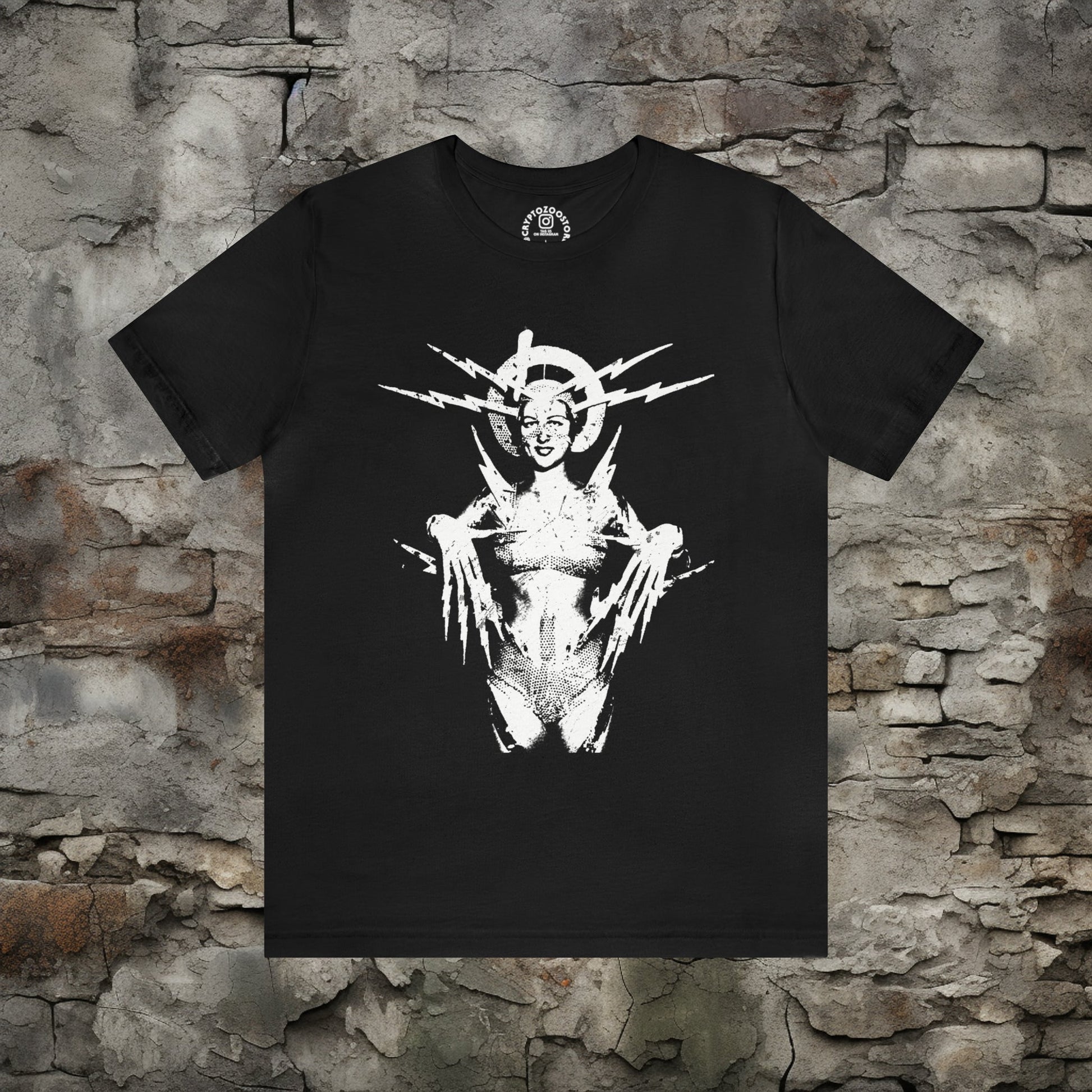 T-Shirt - Lightning Girl Shirt: Soft-Cotton T-shirt - Punk Goth Tee from Crypto Zoo Tees