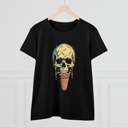 T-Shirt - Melting Ice Cream Skull - Ladies Cut T-shirt - Funny Punk from Crypto Zoo Tees