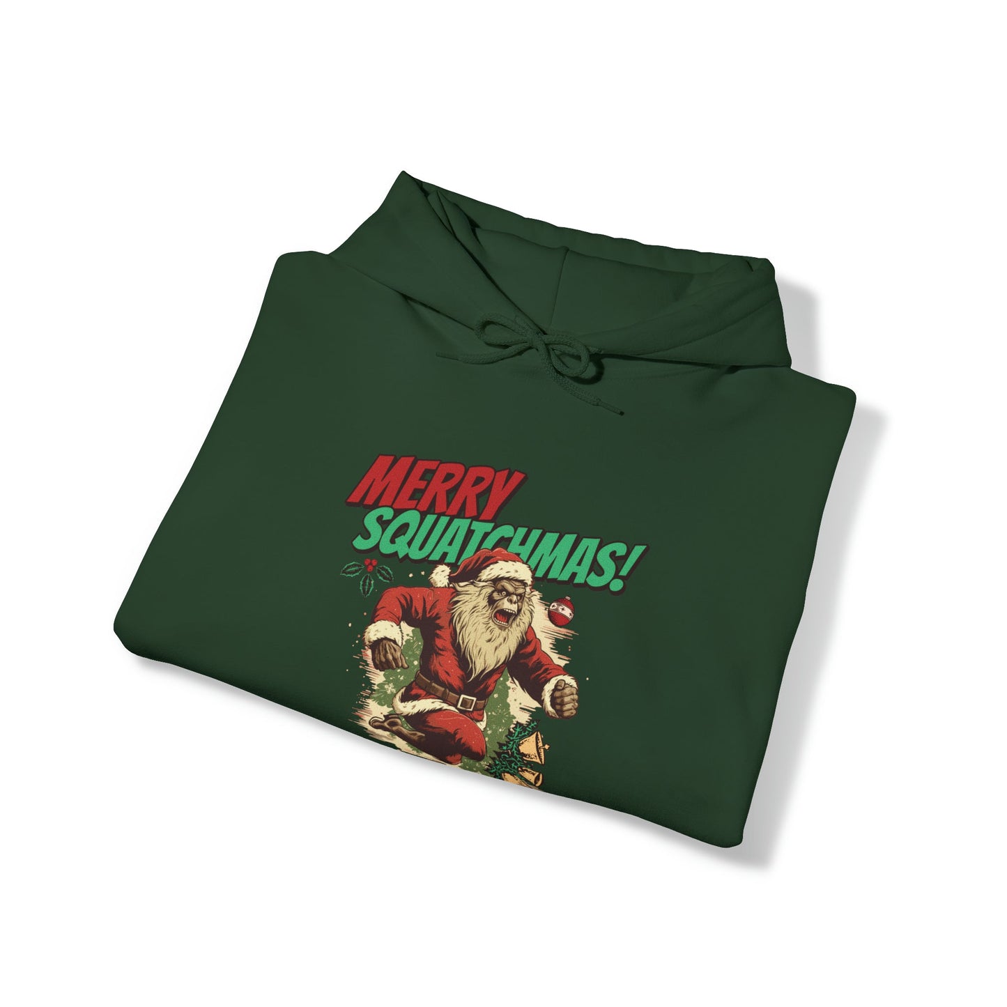 Hoodie - Merry Squatchmas Shirt - Soft Cotton T-Shirt - Funny Christmas Cryptid Bigfoot Tee from Crypto Zoo Tees