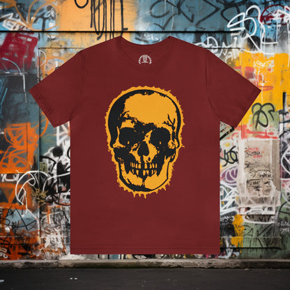 T-Shirt - Orange Comic Style Skull Shirt: Soft Cotton T-shirt - Punk Goth Tee from Crypto Zoo Tees