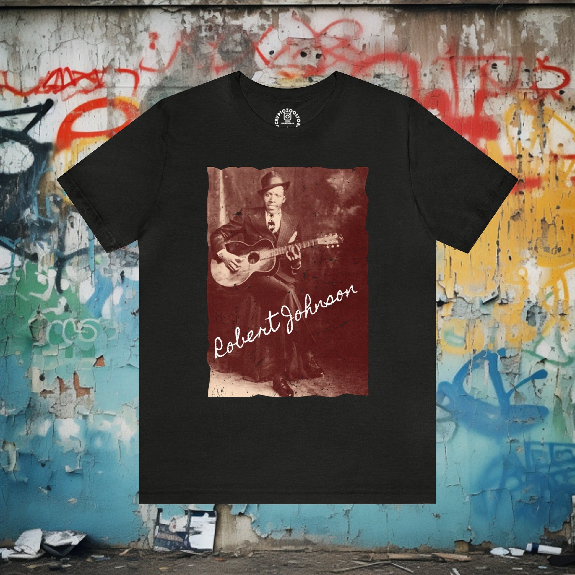 T-Shirt - Robert Johnson Shirt: Soft-Cotton T-Shirt - Classic Delta Blues Tee from Crypto Zoo Tees