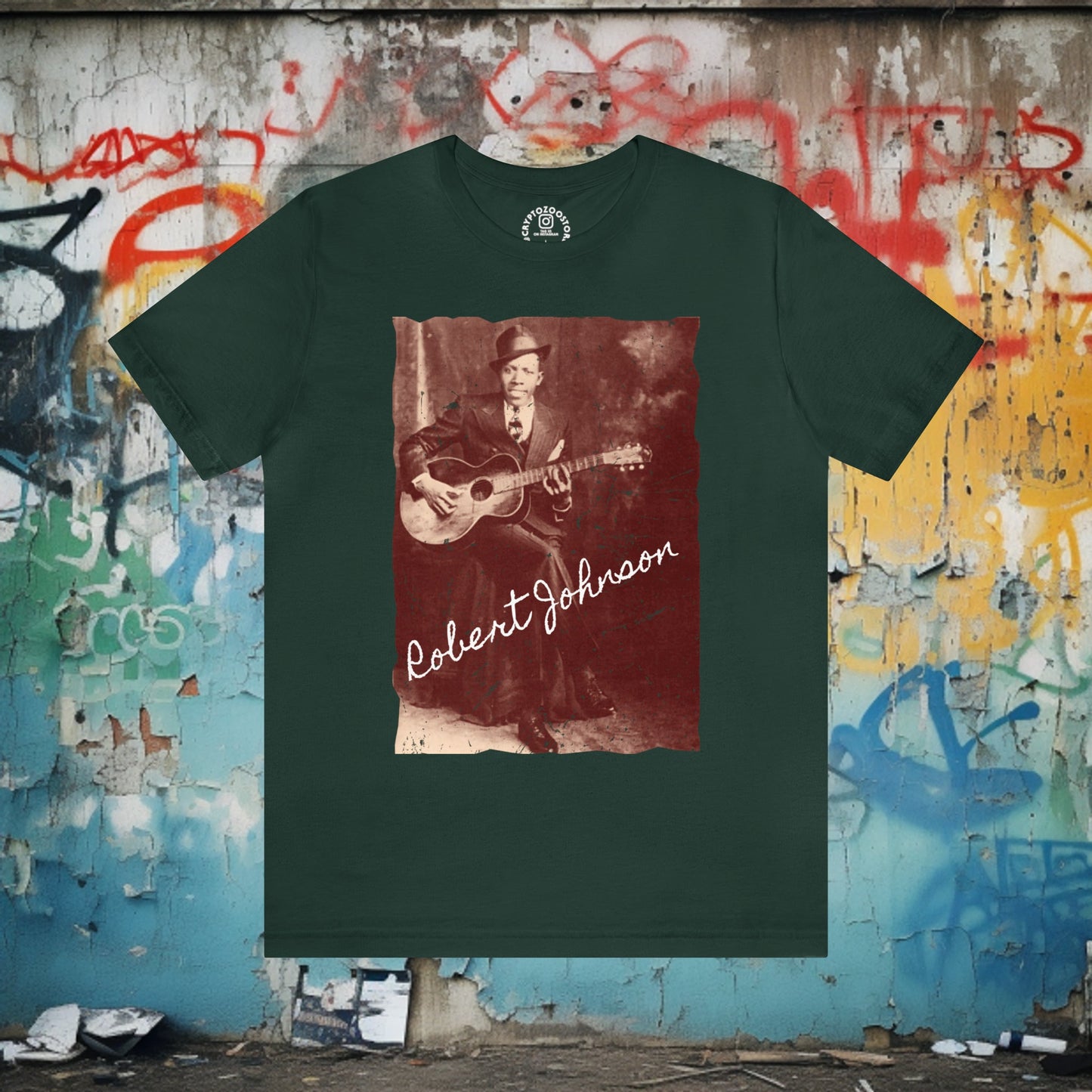 T-Shirt - Robert Johnson Shirt: Soft-Cotton T-Shirt - Classic Delta Blues Tee from Crypto Zoo Tees