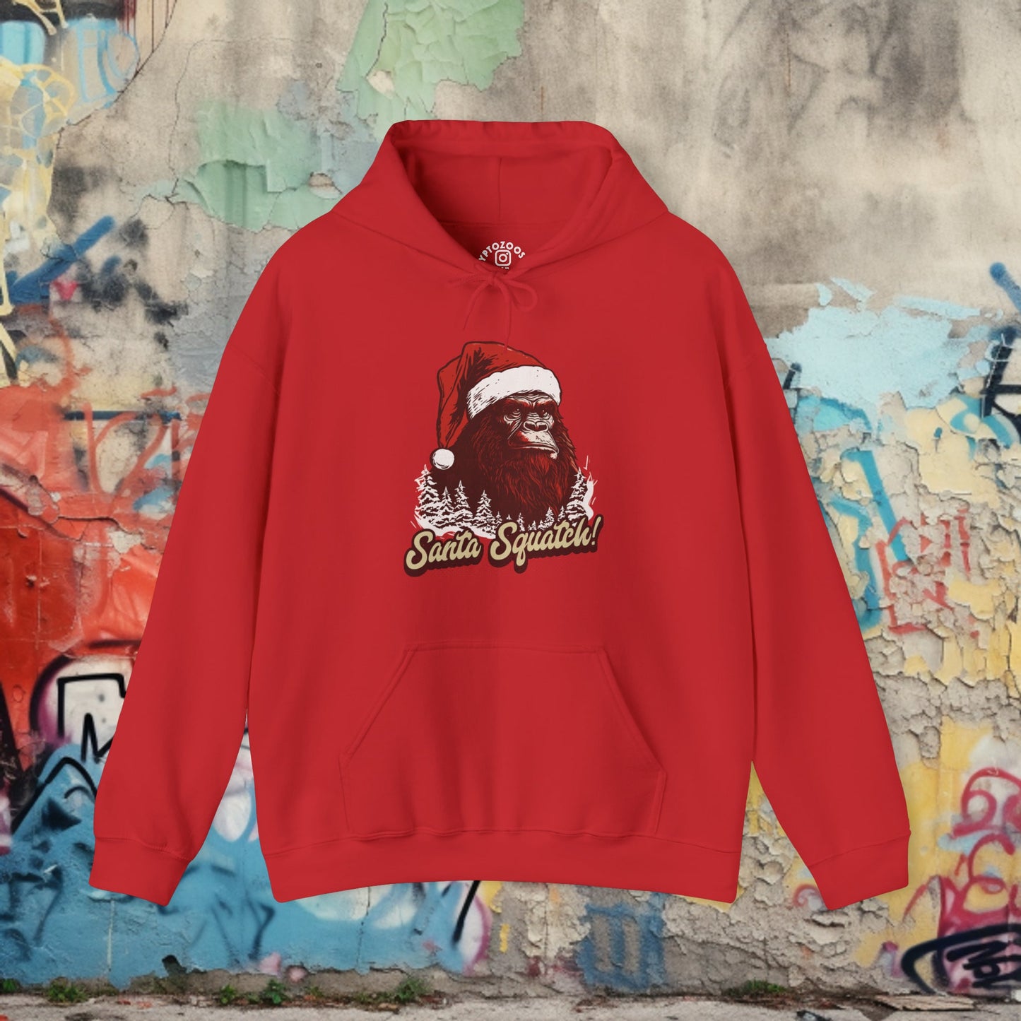 Hoodie - Santa Squatch Shirt - Soft Cotton T-Shirt - Funny Christmas Cryptid Bigfoot Tee from Crypto Zoo Tees