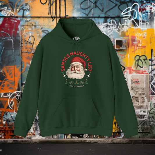 Hoodie - Santa's Naughty List Hoodie | Funny Christmas Pullover | Cozy Hooded Sweatshirt | Holiday Humor Shirt | Rebel Festive Apparel from Crypto Zoo Tees