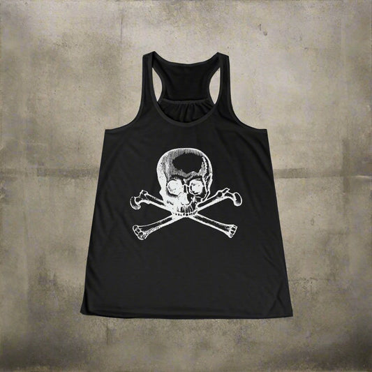 Tank Top - Skull & Crossbone Pirate Flag Jolly Rogers Tank Top - Racerback - Punk Goth Horror Tee from Crypto Zoo Tees