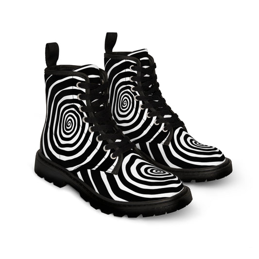 Shoes - Spooky Spiral Boots - Women's Canvas - Gothic - Tim Burton Style from Crypto Zoo Tees