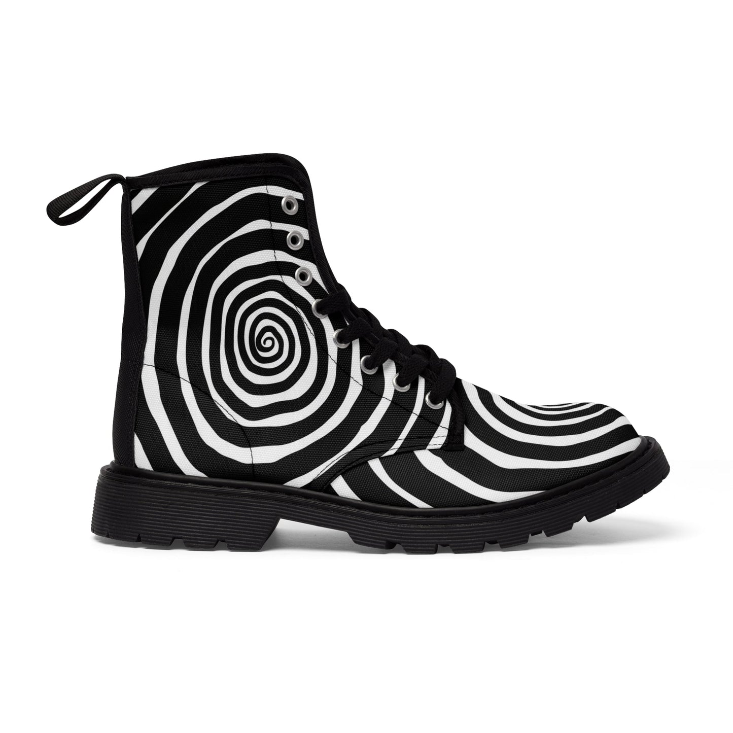 Shoes - Spooky Spiral Boots - Women's Canvas - Gothic - Tim Burton Style from Crypto Zoo Tees