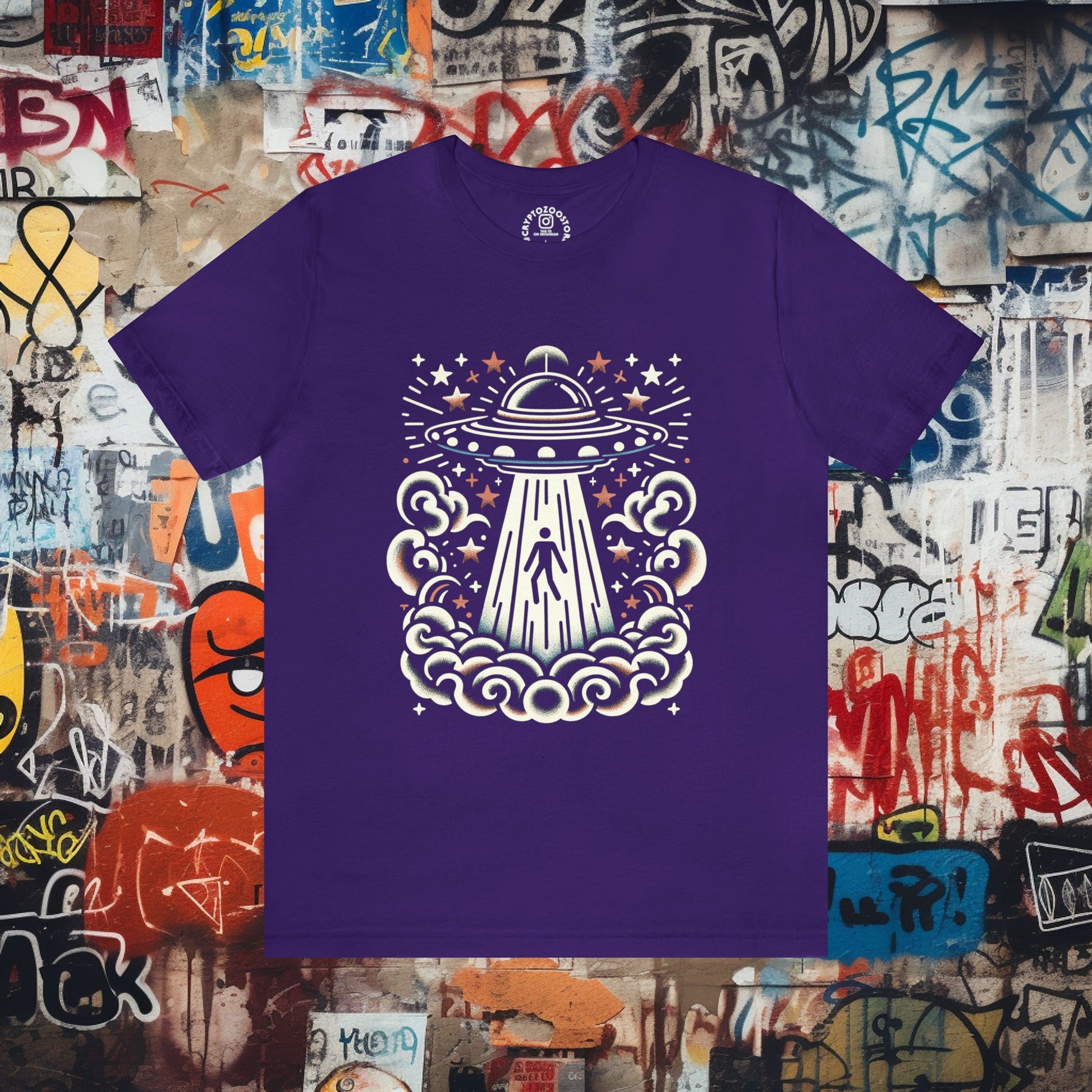 T-Shirt - UFO Alien Abduction American Traditional Shirt - Soft Cotton T-Shirt - Paranormal Tee from Crypto Zoo Tees