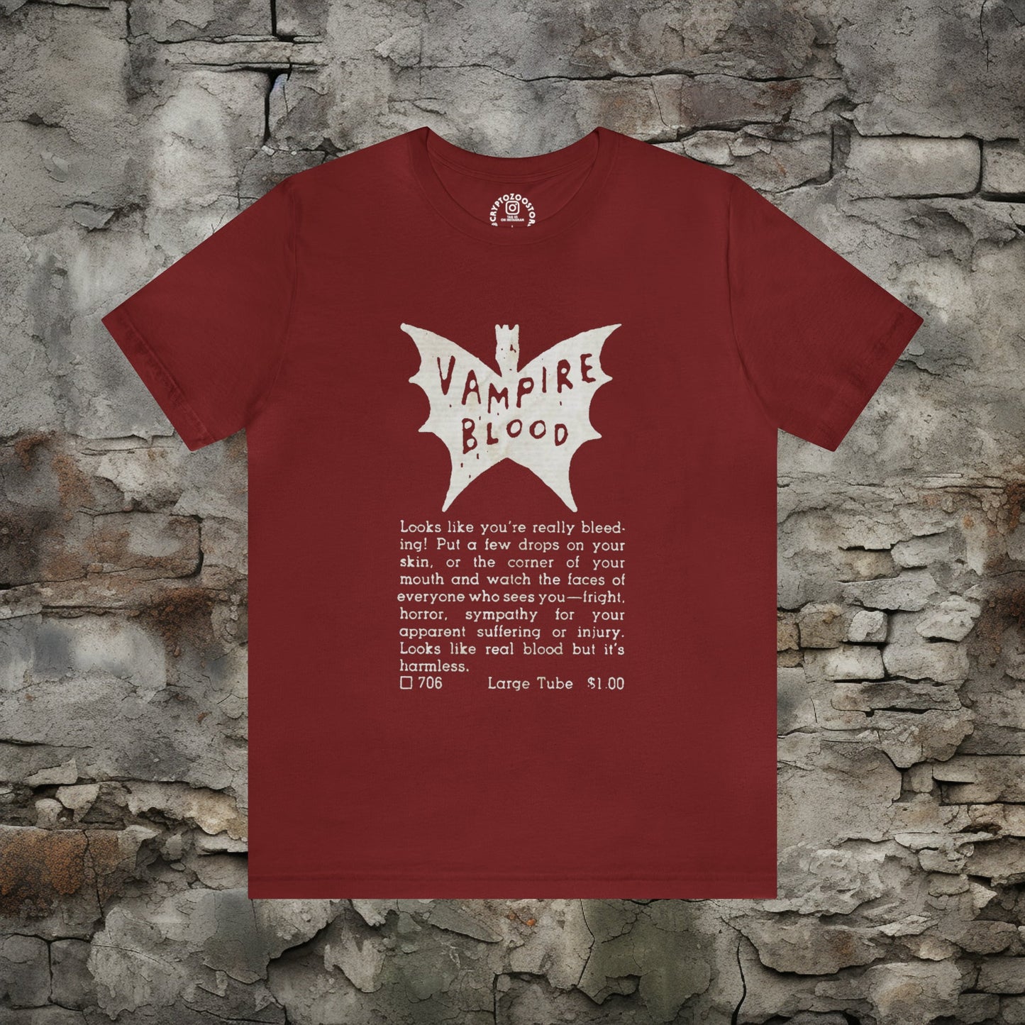 T-Shirt - Vampire Blood Comic Book Ad Shirt: Soft-Cotton T-shirt - Punk Goth Tee from Crypto Zoo Tees