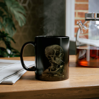 Mug - VAN GOGH - Skeleton Smoking - 11oz Black Mug from Crypto Zoo Tees