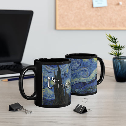 Mug - Vincent Van Gogh Mug - 11oz Black Mug - Artist - Starry Night from Crypto Zoo Tees