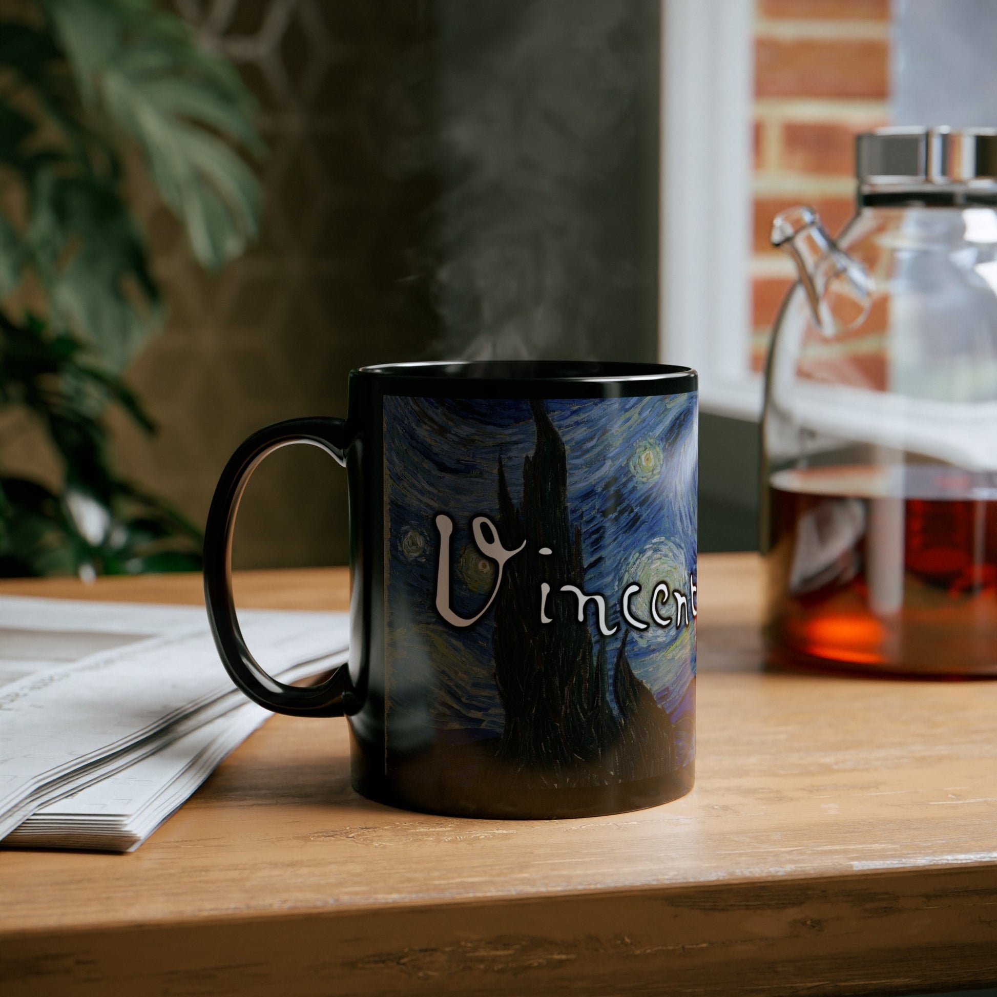 Mug - Vincent Van Gogh Mug - 11oz Black Mug - Artist - Starry Night from Crypto Zoo Tees