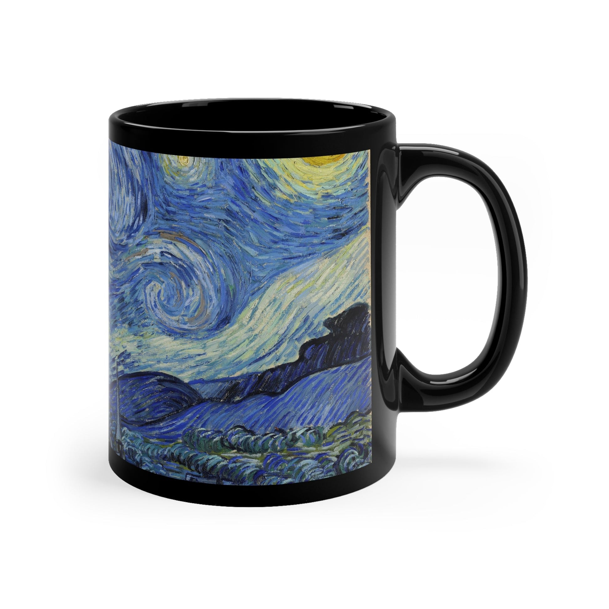 Mug - Vincent Van Gogh Mug - 11oz Black Mug - Artist - Starry Night from Crypto Zoo Tees