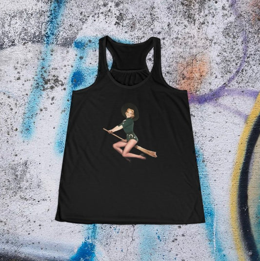 Tank Top - Vintage Witch Pinup Racerback Tank Top - Gothic Witchy Wicca Halloween Clothing from Crypto Zoo Tees