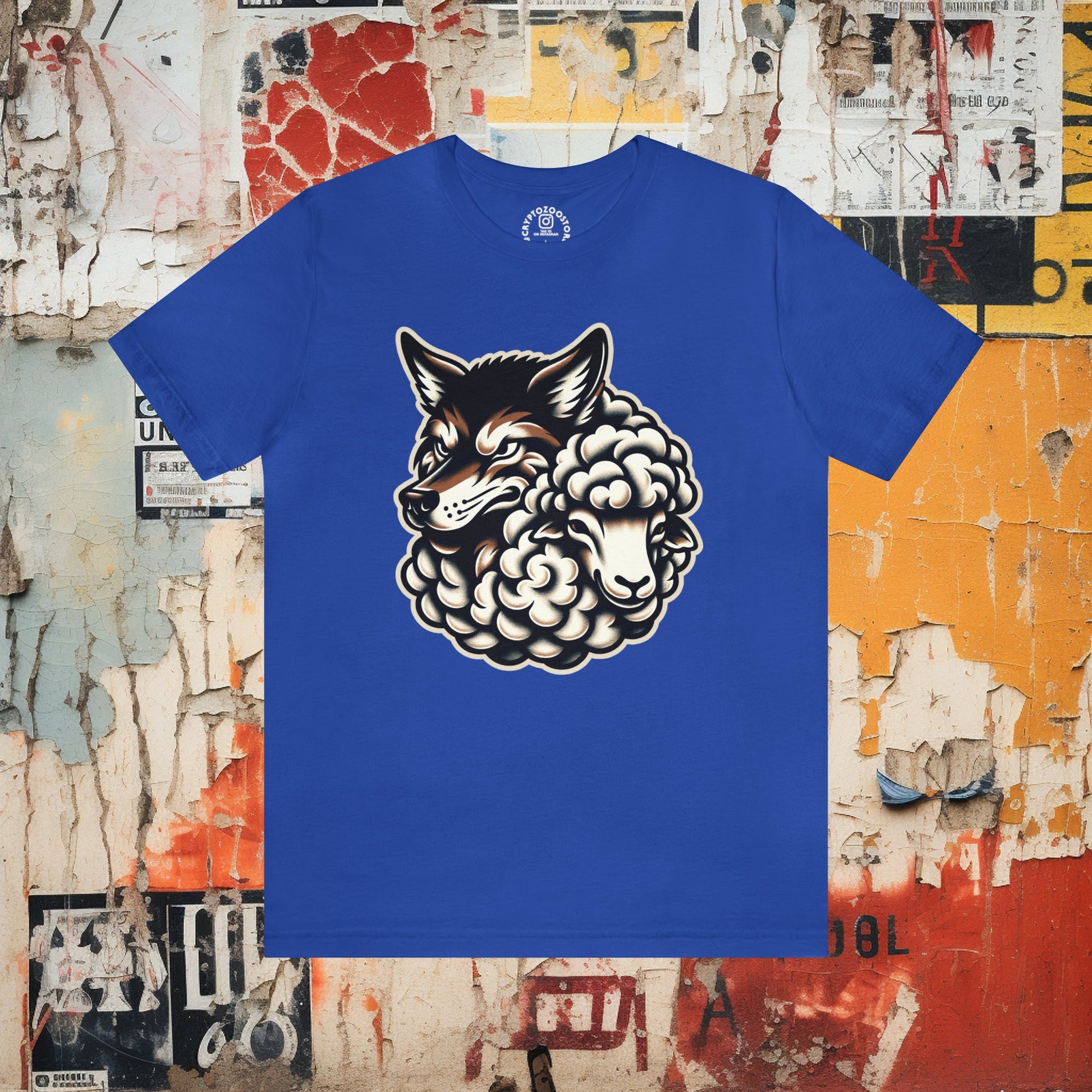 T-Shirt - Wolf in Sheep's Clothing Old School Shirt - Soft Cotton T-Shirt - American Traditional Tattoo Tee from Crypto Zoo Tees