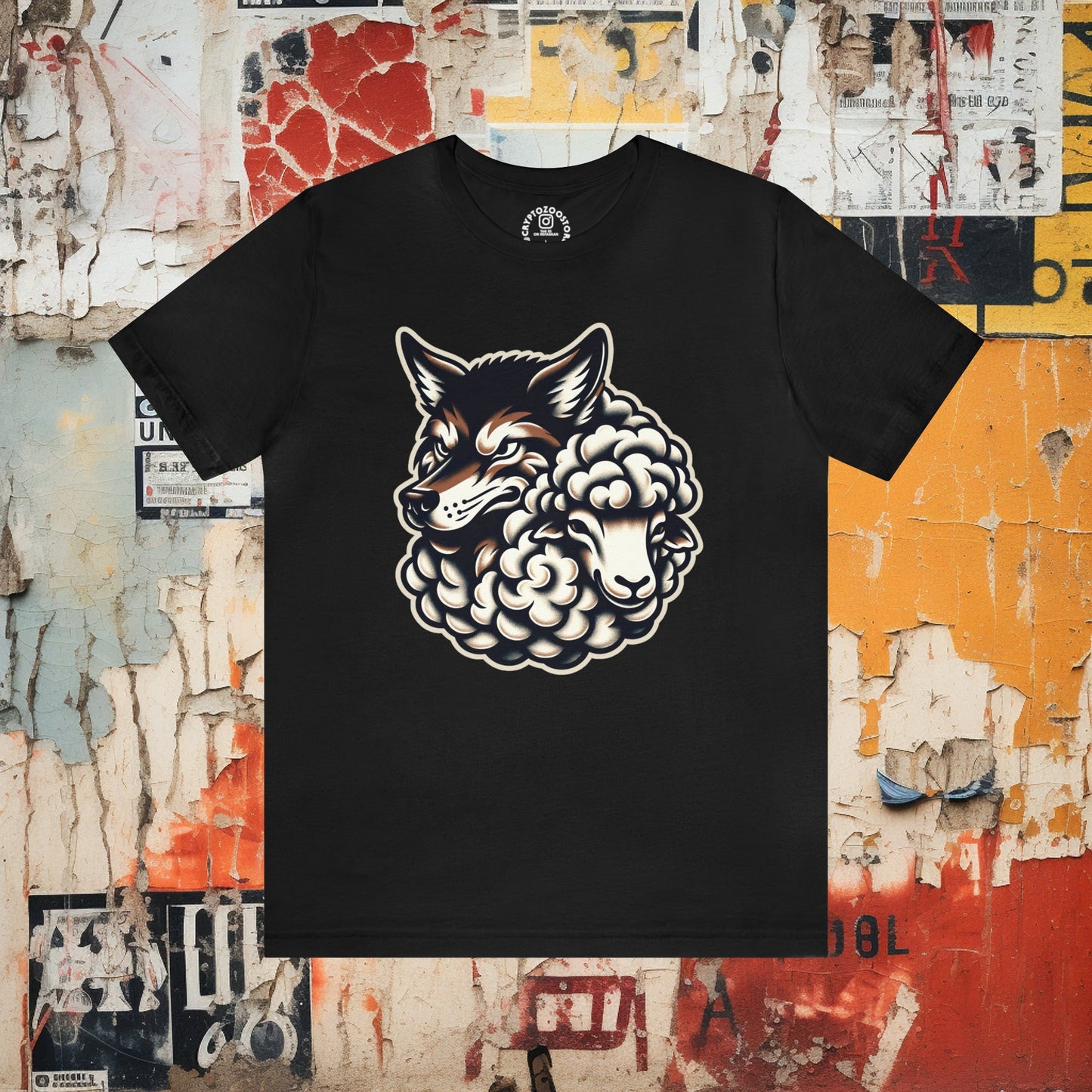 T-Shirt - Wolf in Sheep's Clothing Old School Shirt - Soft Cotton T-Shirt - American Traditional Tattoo Tee from Crypto Zoo Tees