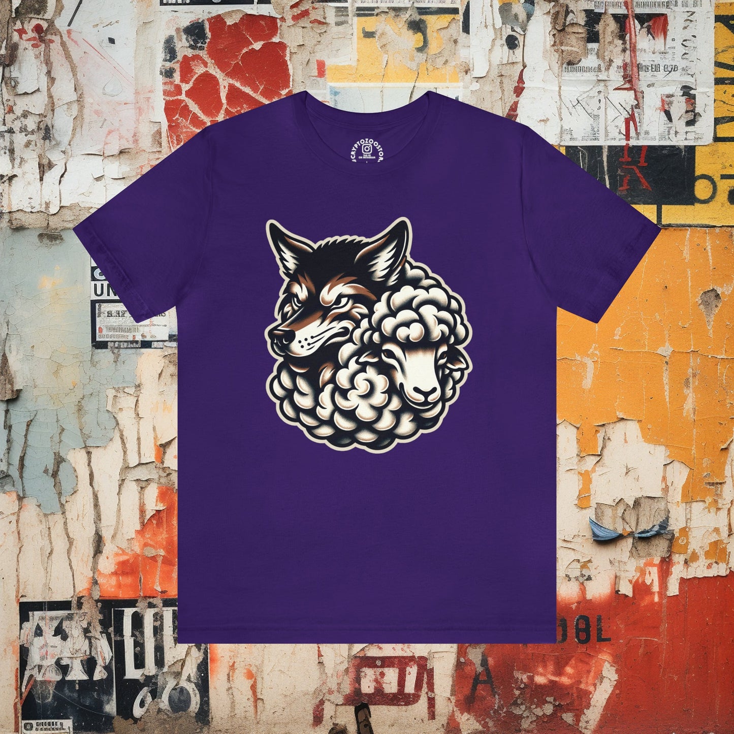 T-Shirt - Wolf in Sheep's Clothing Old School Shirt - Soft Cotton T-Shirt - American Traditional Tattoo Tee from Crypto Zoo Tees