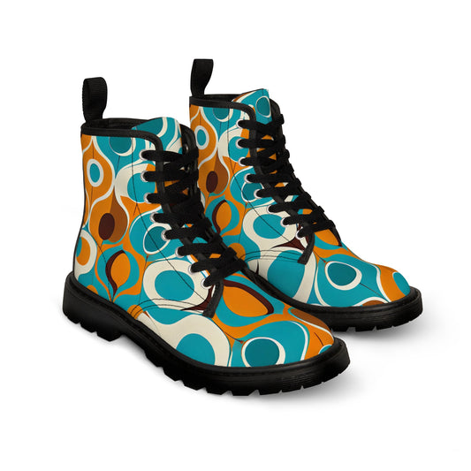 Shoes - Women's 60's Retro Mod Boots - Women's Canvas - Vintage Print - Psychedelic from Crypto Zoo Tees