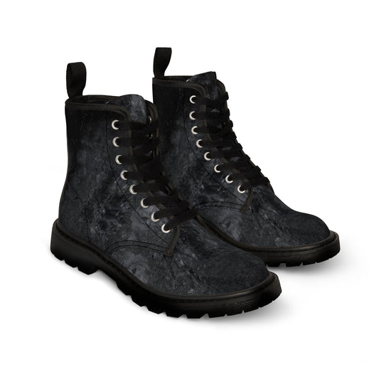 Shoes - WOMEN'S "BATCAVE" Goth Boot - Canvas Boots with Rubber Soul - Punk Metal Goth from Crypto Zoo Tees