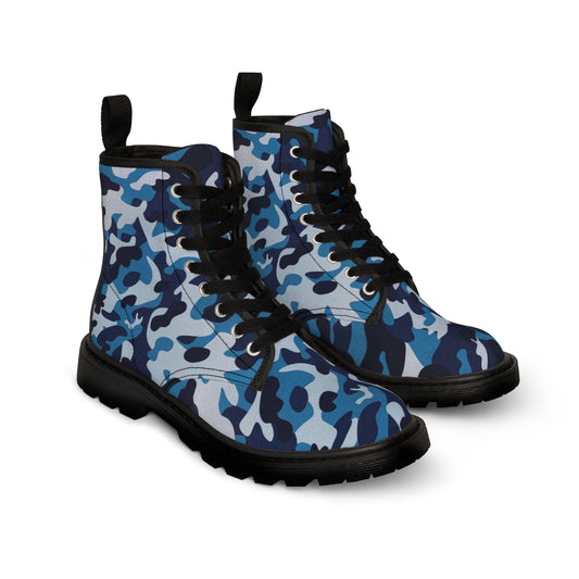Shoes - WOMEN'S "BLUE MONDAY" Camo Boot - Canvas Boots with Rubber Soul - Punk Metal Goth from Crypto Zoo Tees