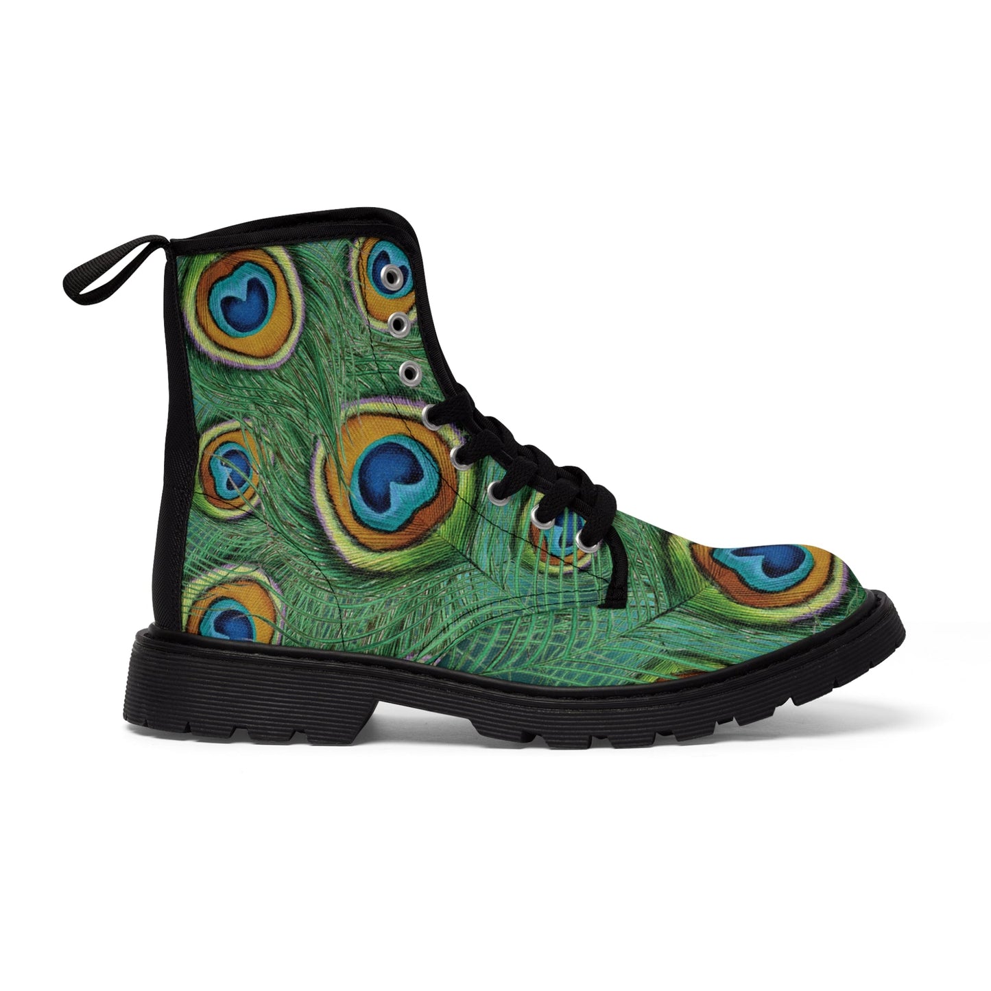 Shoes - WOMEN'S "CHRIS" Peacock Boot - Canvas Boots with Rubber Soul - PUNKER WEAR - GOTH from Crypto Zoo Tees