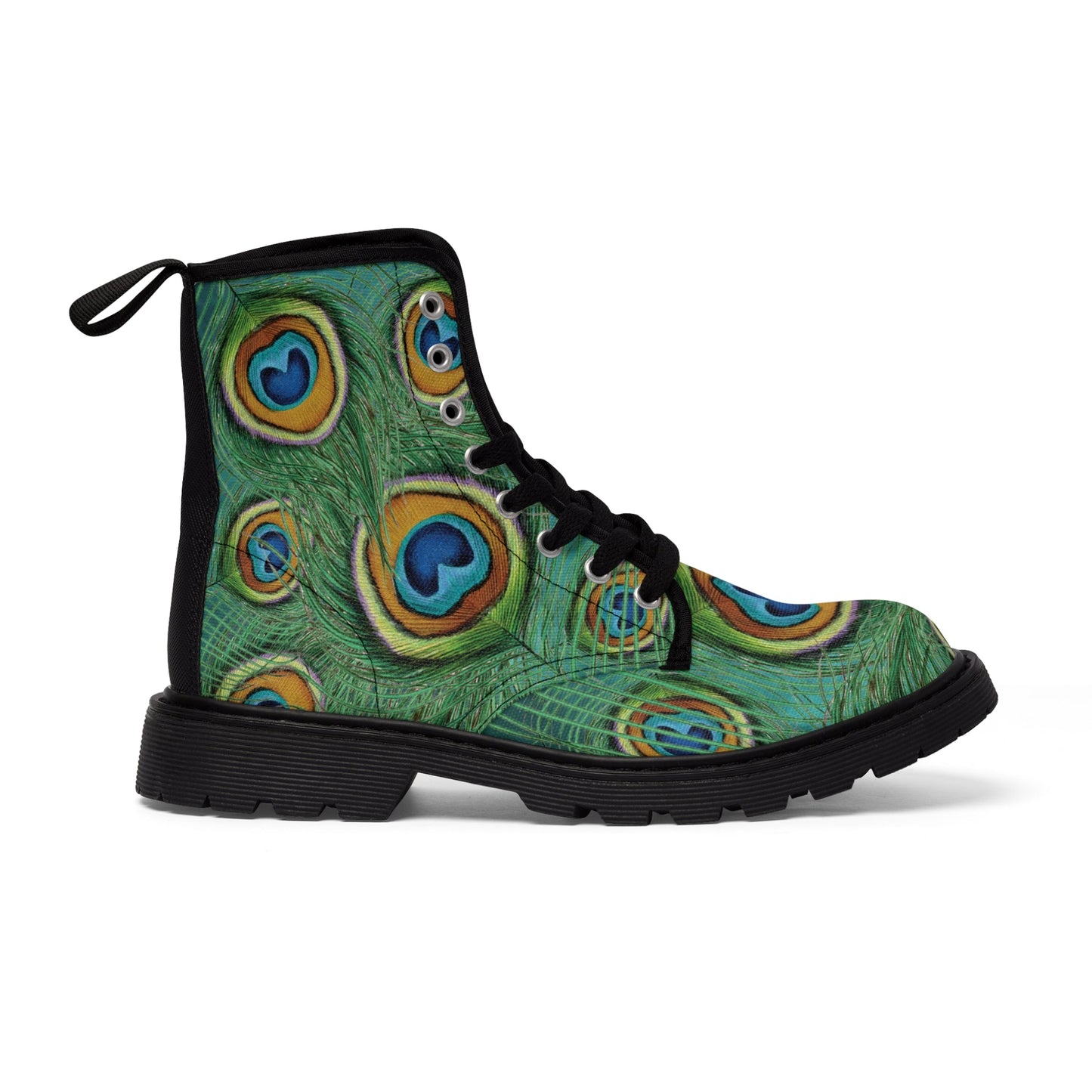 Shoes - WOMEN'S "CHRIS" Peacock Boot - Canvas Boots with Rubber Soul - PUNKER WEAR - GOTH from Crypto Zoo Tees