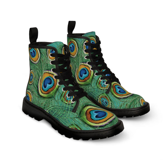 Shoes - WOMEN'S "CHRIS" Peacock Boot - Canvas Boots with Rubber Soul - PUNKER WEAR - GOTH from Crypto Zoo Tees