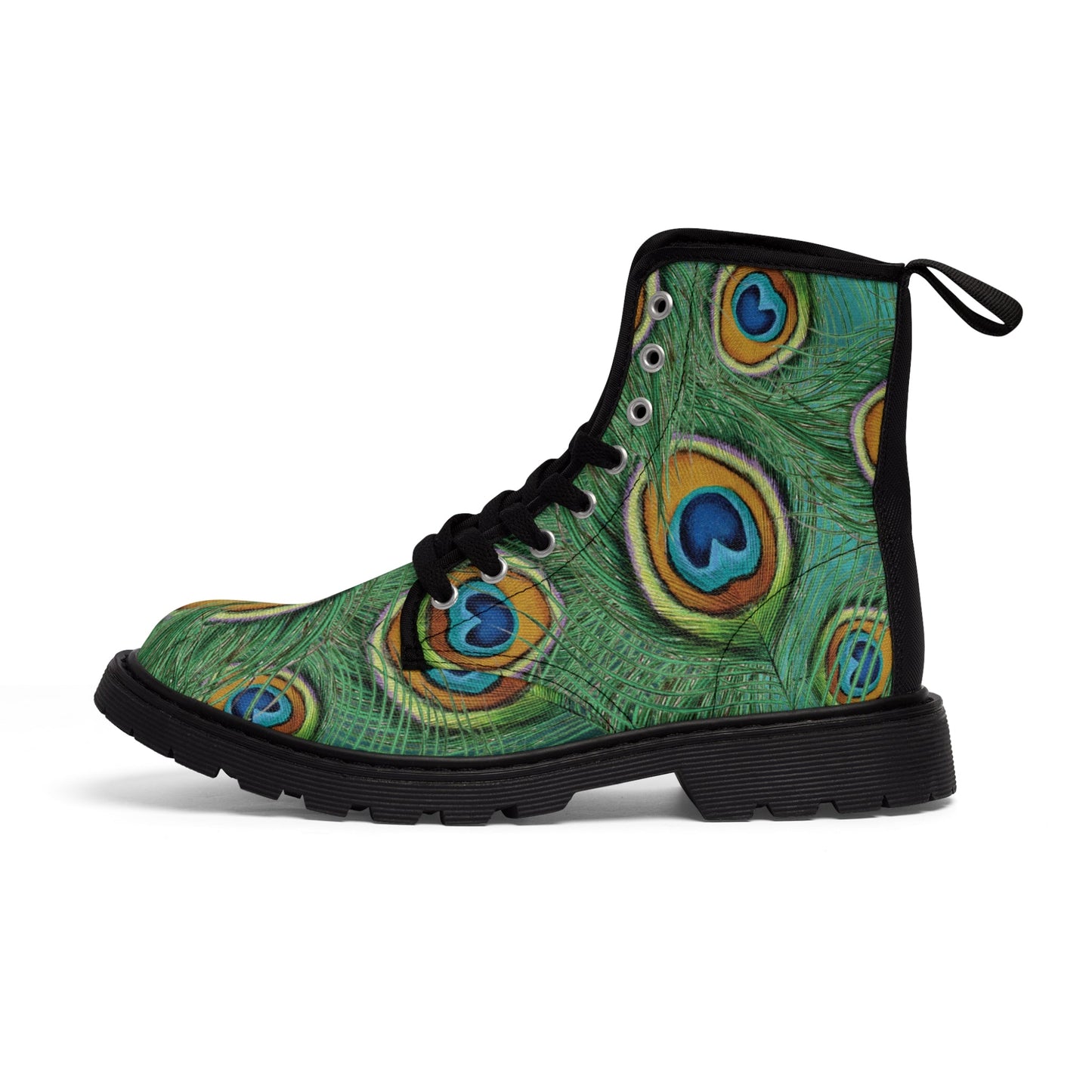 Shoes - WOMEN'S "CHRIS" Peacock Boot - Canvas Boots with Rubber Soul - PUNKER WEAR - GOTH from Crypto Zoo Tees