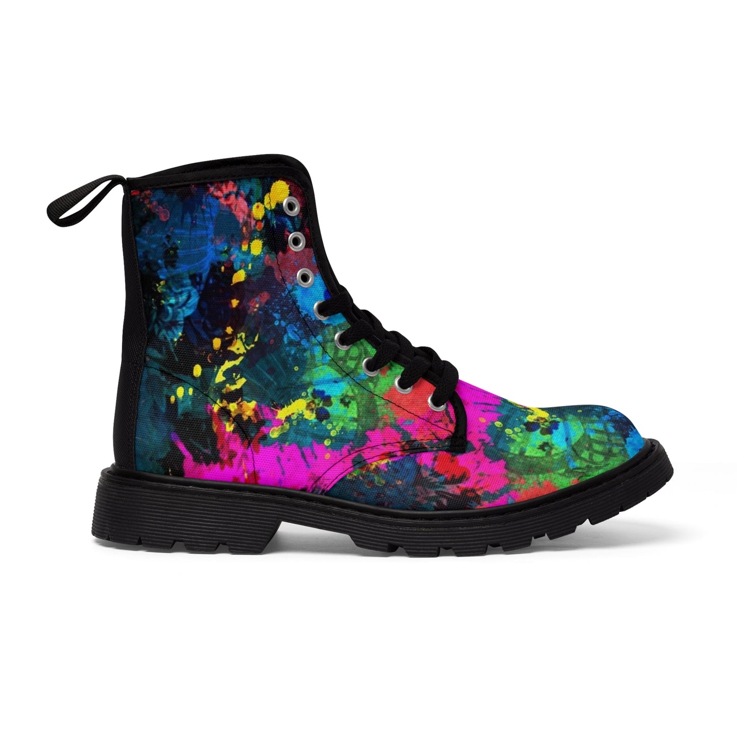 Shoes - WOMEN'S "CURE" PAINT Splatter Boot: Canvas Boots with Rubber Soul - Psychedelic Punk Metal Goth from Crypto Zoo Tees