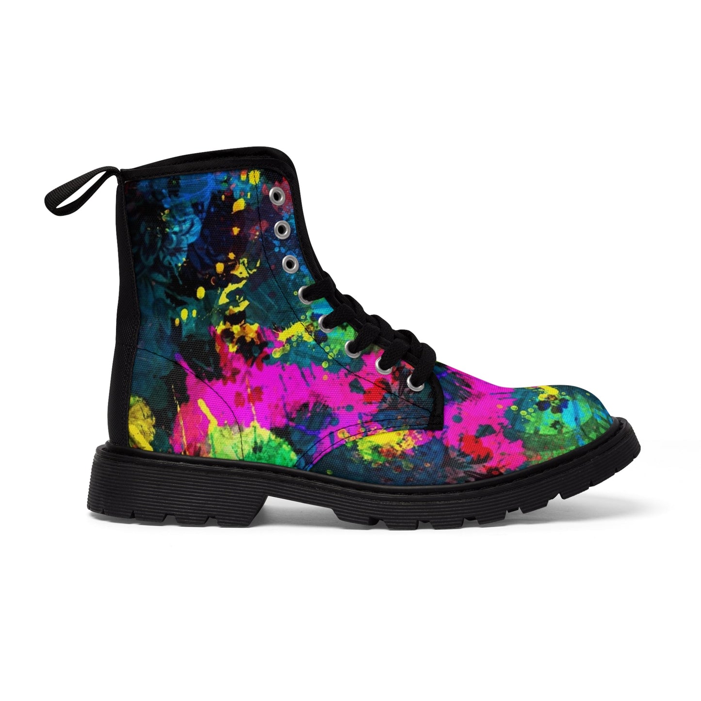 Shoes - WOMEN'S "CURE" PAINT Splatter Boot: Canvas Boots with Rubber Soul - Psychedelic Punk Metal Goth from Crypto Zoo Tees