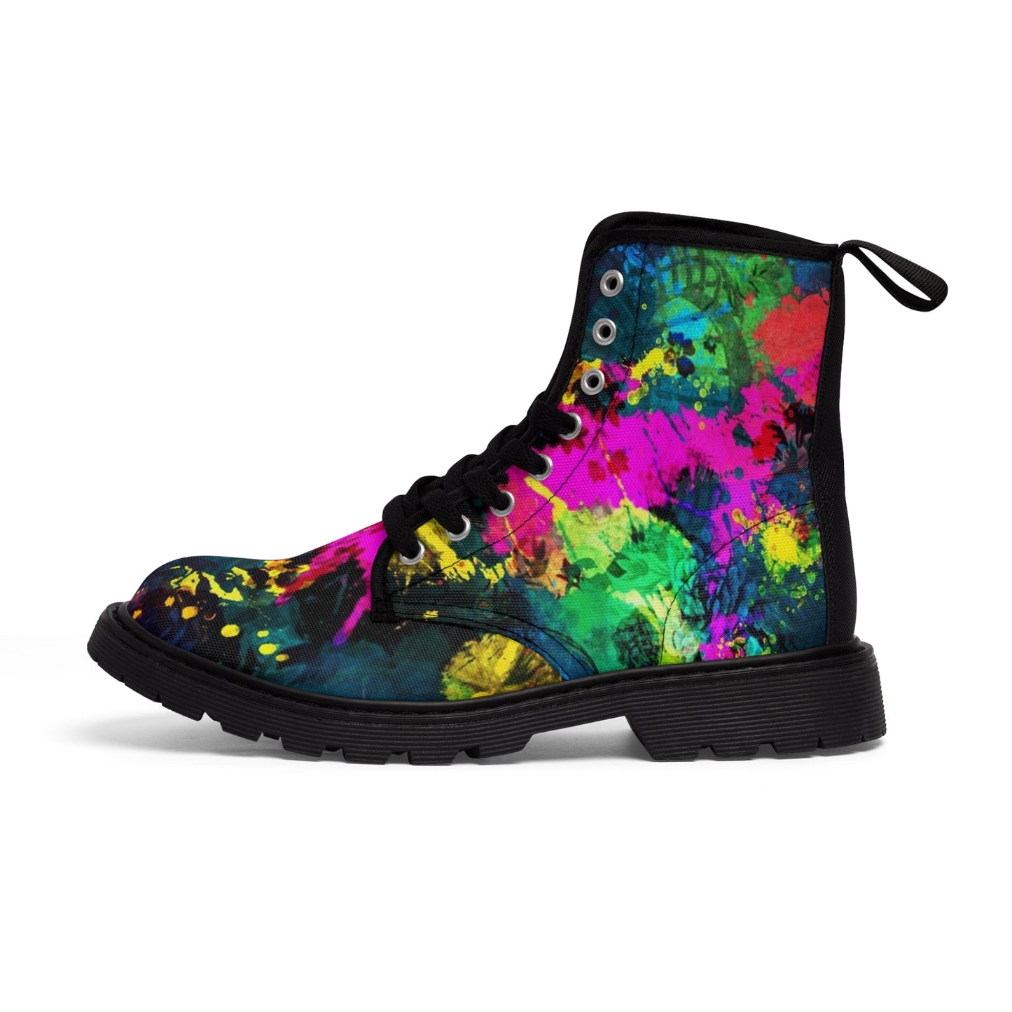 Shoes - WOMEN'S "CURE" PAINT Splatter Boot: Canvas Boots with Rubber Soul - Psychedelic Punk Metal Goth from Crypto Zoo Tees