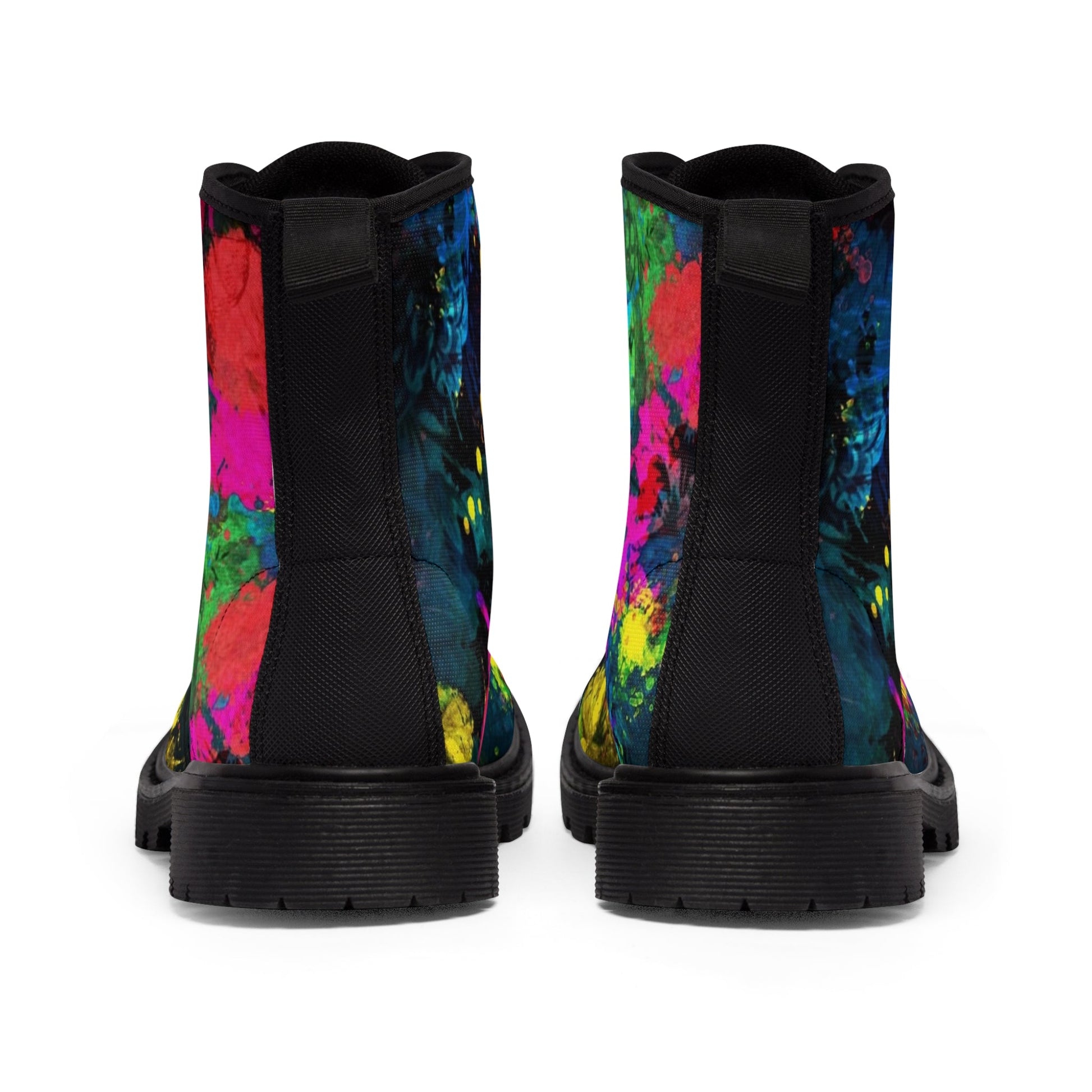 Shoes - WOMEN'S "CURE" PAINT Splatter Boot: Canvas Boots with Rubber Soul - Psychedelic Punk Metal Goth from Crypto Zoo Tees