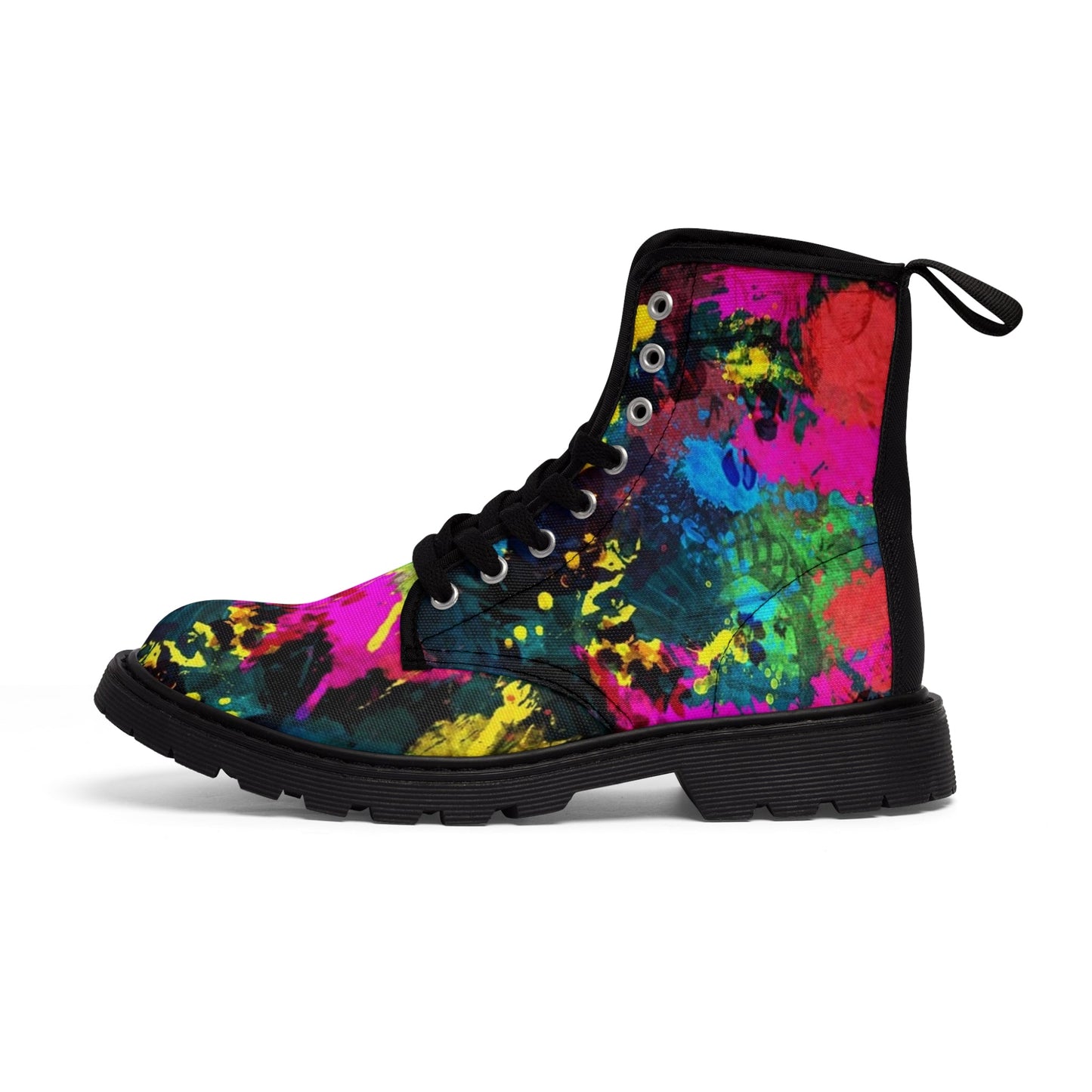 Shoes - WOMEN'S "CURE" PAINT Splatter Boot: Canvas Boots with Rubber Soul - Psychedelic Punk Metal Goth from Crypto Zoo Tees