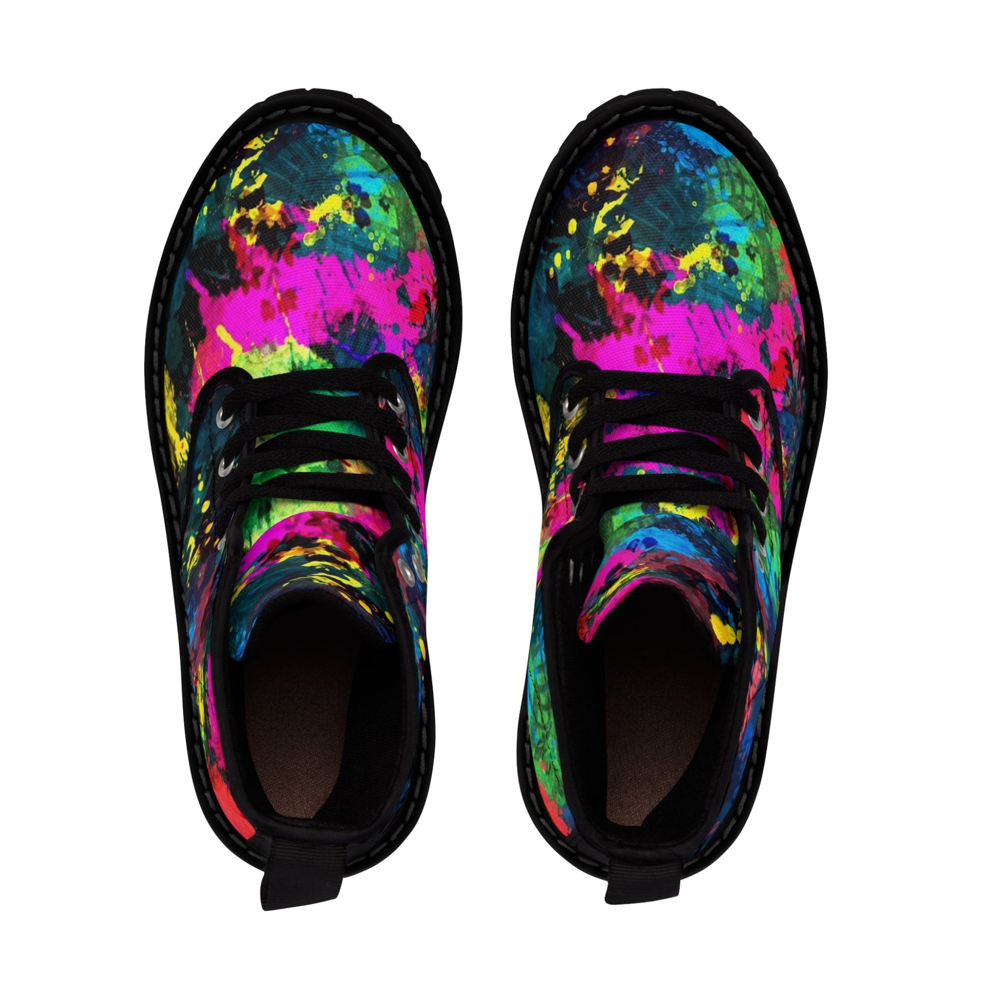 Shoes - WOMEN'S "CURE" PAINT Splatter Boot: Canvas Boots with Rubber Soul - Psychedelic Punk Metal Goth from Crypto Zoo Tees