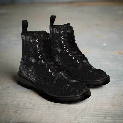 Shoes - Women's Distressed Gothic Grunge - Canvas Combat Boots - BOOTS AND SHOES from Crypto Zoo Tees